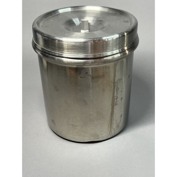 Vintage WW2 Polar Ware MD USN Stainless Steel 7" Medical Canister w/ Lid - Picture 2 of 10